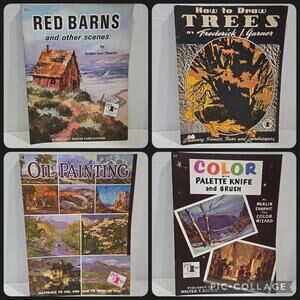 Lot of 4 Walter Foster Art Books Red Barns & Trees, Oil Painting, Color